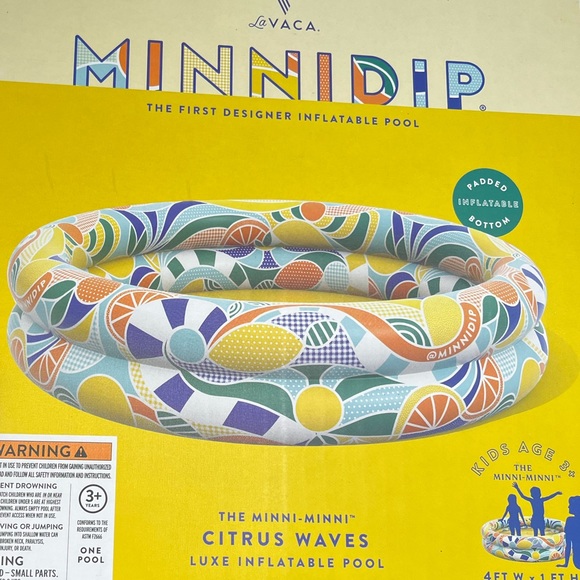 MINNIDIP NWT minni-minni citrus waves luxe inflatable pool - Picture 2 of 2
